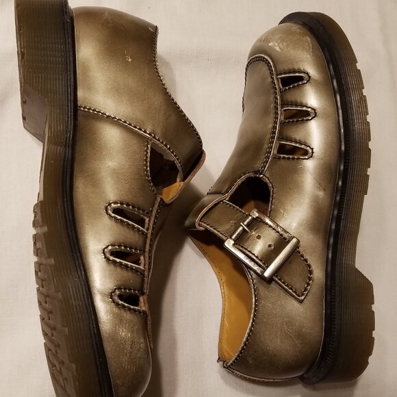 Vtg Doc Dr. Martens Mary Jane UK 5 | US 7 Pewter Silver Made England Goth Punk - Picture 7 of 15